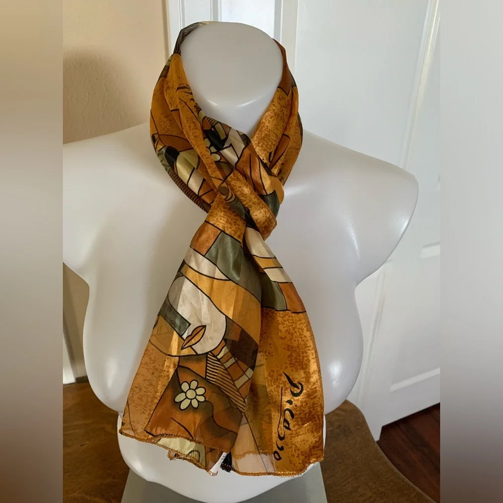 BEAUTIFUL PICASSO MULTI-COLOR SCARF. SO MANY WAYS TO WEAR THIS SCARF. - Picture 1 of 7
